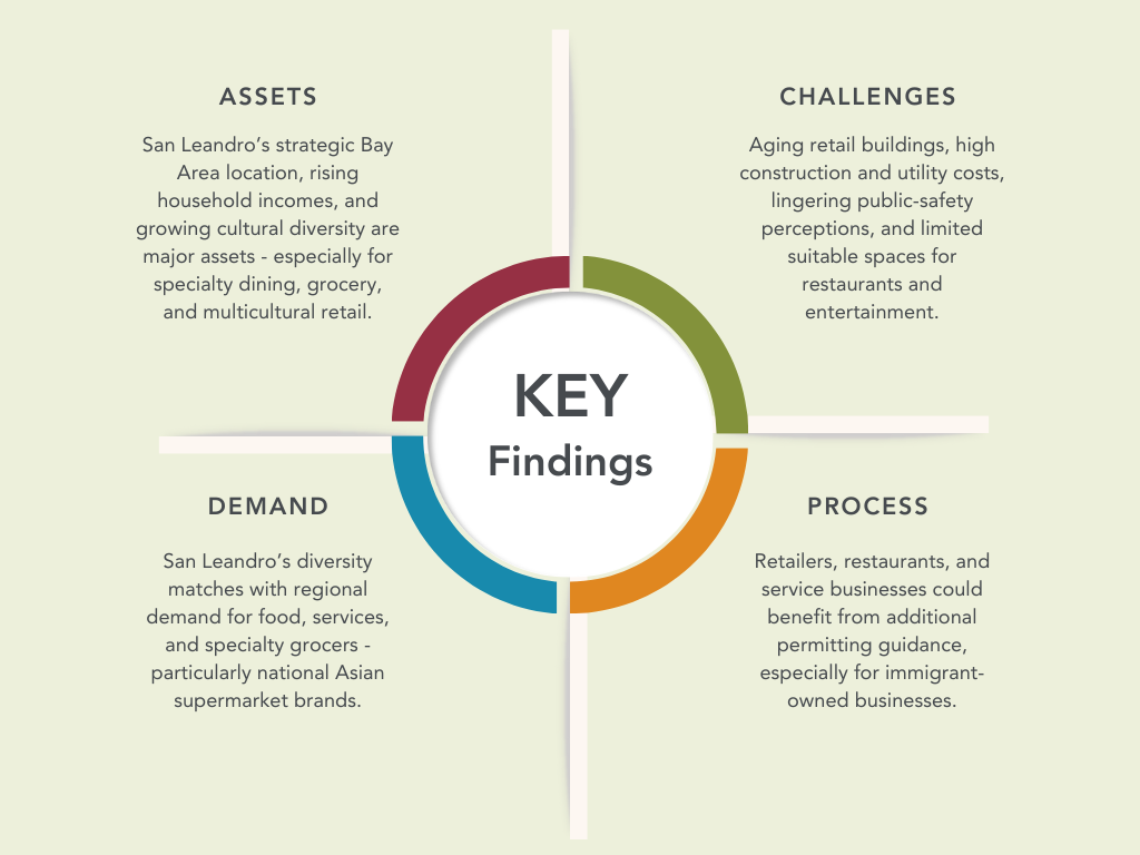 Graphic that displays the four key finding categories (Assets, Challenges, Demand, Process) and their descriptions.